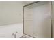 Clean bathroom featuring an updated glass shower stall and modern fixtures at 5230 E Brown Rd # C117, Mesa, AZ 85205