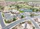 An aerial view of the community recreation center, complete with swimming pool, and tennis courts at 6050 S Crosscreek Ct, Chandler, AZ 85249