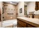 Elegant bathroom with tiled shower, sleek fixtures, and a well-lit vanity offering a spa-like experience at 18944 E Amethyst Dr, Rio Verde, AZ 85263