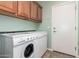 Convenient laundry room featuring upper cabinets, a washer and a dryer at 30153 N Gecko Trl, San Tan Valley, AZ 85143