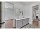 Charming bathroom featuring double vanity, marble countertops, and unique tile flooring at 30600 N Pima Rd # 24, Scottsdale, AZ 85266