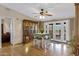 Cozy dining area features a wooden hutch and deck access at 38413 N 16Th St, Phoenix, AZ 85086