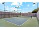 Well-maintained pickleball court surrounded by a fence and greenery, ready for a match at 11416 E Palomino Rd, Scottsdale, AZ 85259