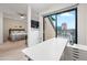 Office adjacent to the bedroom with sliding glass doors to balcony and city views at 16 W Encanto Blvd # 616, Phoenix, AZ 85003