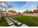 Landscaped backyard featuring artificial turf, decorative pavers, and desert-friendly plantings for easy upkeep at 4720 E Adobe Dr, Phoenix, AZ 85050