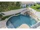 Aerial view of an inviting pool with waterfall feature surrounded by lush landscaping at 7745 E Calle De Las Brisas --, Scottsdale, AZ 85255