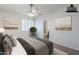 Virtually staged bedroom with soft colors, and bathroom access at 7745 E Calle De Las Brisas --, Scottsdale, AZ 85255