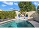 Close-up of the pool with waterfall feature and lush landscaping at 7800 E Via Del Futuro E --, Scottsdale, AZ 85258
