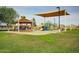 Community playground with swings, slides, and a covered picnic area amidst lush green lawns at 974 E Palomino Way, San Tan Valley, AZ 85143
