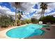 Private pool and spa area surrounded by lush desert landscape and mature palm trees at 16920 E Monterey Dr, Fountain Hills, AZ 85268