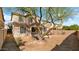 The backyard boasts desert landscaping, a mature tree, and a covered patio, perfect for relaxing at 17655 W Tasha Dr, Surprise, AZ 85388