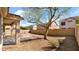 Spacious backyard with desert landscaping, mature tree, and block fence for privacy at 17655 W Tasha Dr, Surprise, AZ 85388