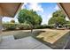 Beautiful backyard featuring lush grass and large orange tree for shade at 18018 N Highwood Ct, Sun City, AZ 85373