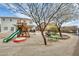 Spacious backyard featuring a playground, picnic table, and mature trees perfect for outdoor activities at 23693 W La Vista Cir, Buckeye, AZ 85396