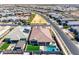 Aerial view of home featuring a private pool, covered patio, and low-maintenance landscaping at 4834 S Meteor --, Mesa, AZ 85212