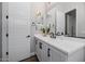 Modern bathroom boasts a sleek white vanity, black hardware, and ample counter space at 4834 S Meteor --, Mesa, AZ 85212