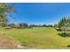 Expansive community park with lush green lawn, walking path, and distant homes under a clear blue sky at 4834 S Meteor --, Mesa, AZ 85212