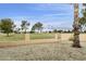 Backyard featuring desert landscaping, a secure wall, and a gate for direct access to the scenic golf course at 9576 E Fairway Blvd, Sun Lakes, AZ 85248