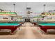 Community billiards room showcases multiple billiard tables under decorative lighting fixtures at 10960 E Monte Ave # 164, Mesa, AZ 85209