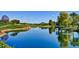 Scenic pond reflecting the surrounding golf course and lush landscape at 12957 W Hummingbird Ter, Peoria, AZ 85383