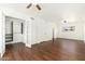 Bedroom featuring hardwood floors, a closet, ceiling fan, and lots of natural light at 13807 N 33Rd Dr, Phoenix, AZ 85053