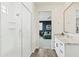 Bathroom featuring a glass-enclosed shower and a granite-topped vanity at 741 N Abalone Ct, Gilbert, AZ 85233