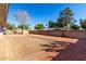 Spacious backyard featuring gravel landscaping, bordered by a block wall and mature trees providing privacy at 11451 S Half Moon Dr, Phoenix, AZ 85044