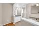 Bathroom featuring white cabinets, granite countertop and tiled floors at 1430 W Rockwood Dr, Phoenix, AZ 85027