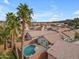 Aerial view features backyard with a pool, desert landscaping, and mountain views at 16611 N 19Th St, Phoenix, AZ 85022