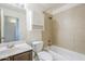 Clean bathroom featuring tiled shower, modern sink, and vanity at 3001 E Amber Ridge Way, Phoenix, AZ 85048