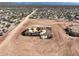 Aerial view of a new home under construction on a desert landscape highlighting the expansive lot at 33417 N 142Nd Way, Scottsdale, AZ 85252