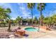 Community hot tub surrounded by tropical landscaping, including palm trees and other greenery at 5401 E Van Buren St # 2095, Phoenix, AZ 85008