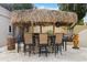 Outdoor tiki bar with seating and a thatched roof, perfect for backyard entertaining at 15440 E Mustang Dr, Fountain Hills, AZ 85268