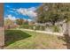 Large backyard with green grass, mature tree, and block wall, offering plenty of space for outdoor activities and relaxation at 20916 E Desert Hills Blvd, Queen Creek, AZ 85142