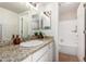 Bathroom featuring granite counters, vanity, and shower-tub combination at 2228 N 52Nd St # 117, Phoenix, AZ 85008