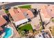 Captivating aerial view showcasing a backyard oasis with outdoor seating and lush greenery at 1501 N Lesueur --, Mesa, AZ 85203