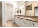Bathroom featuring granite countertops and a large vanity at 2164 W Megan St, Chandler, AZ 85224