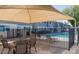 A relaxing pool area with patio and shade offers comfortable outdoor seating and a secure fenced perimeter at 2551 W Berridge Ln # D6, Phoenix, AZ 85017