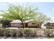 View of a well-maintained home featuring a mature tree, flowering bushes, and desert landscaping at 3125 E Grovers Ave, Phoenix, AZ 85032