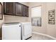 Laundry room with washer, dryer, and upper cabinets for storage at 2124 N 89Th Pl, Mesa, AZ 85207