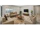 Spacious living room featuring stylish furnishings, a patterned rug, and abundant natural light at 32297 N 133Rd Ln, Peoria, AZ 85383
