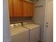 The laundry room has cabinets and is equipped with a washer and dryer at 39837 N Manetti St, San Tan Valley, AZ 85140