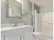 Bathroom featuring a vanity sink, decorative mirror, and shower with a hand-held shower head and support bar at 10516 W El Capitan Cir, Sun City, AZ 85351