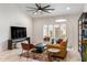 Inviting living room with sleek furnishings, designer rug, and modern lighting at 4800 N 68Th St # 109, Scottsdale, AZ 85251