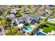 Aerial view of this home, highlighting a pool, cabana, and outdoor seating at 6114 E Calle Del Norte --, Scottsdale, AZ 85251