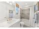 Well-lit bathroom featuring a vanity, framed mirror, bathtub, tiled shower, and modern fixtures at 6212 E Lonesome Trl, Cave Creek, AZ 85331