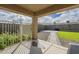 Cozy covered patio with a view of the well-maintained backyard, ideal for relaxing and entertaining at 9965 W Devonshire Dr, Arizona City, AZ 85123