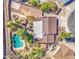 Aerial view of home featuring a backyard pool, gazebo, and desert landscaping at 1205 W El Prado Rd, Chandler, AZ 85224