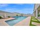 Inviting pool featuring fountains, a tiled border, travertine pavers, and lounge seating at 1547 E Crescent Way, Gilbert, AZ 85298