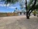 Charming single-story home featuring desert landscaping, a privacy fence and a large shade tree in the front yard at 8027 E Quarterline Rd, Mesa, AZ 85207